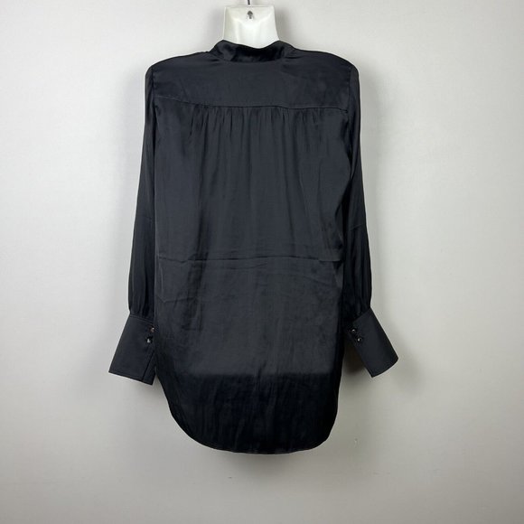 Witchery Modern Cuff Blouse Top Long Sleeve Black Satin Office Work Lux Size S 8 - Picture 6 of 13
